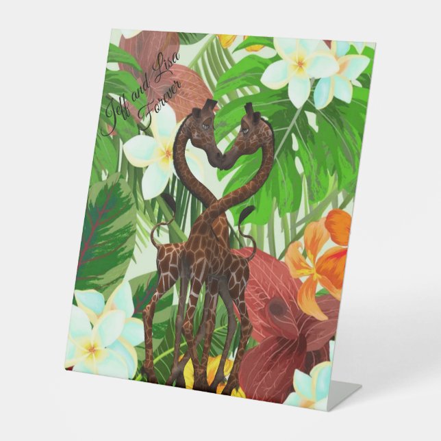 Giraffe Jungle in Liebe Sockelschild (Vorderseite)