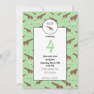 Giraffe Jungle Safari Animaux Invitation Anniversa