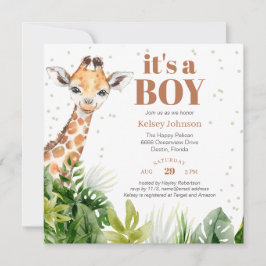 Giraffe Jungle Safari Babydusche Einladung