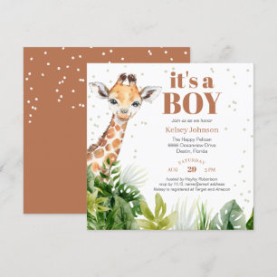 Giraffe Jungle Safari Babydusche Einladung