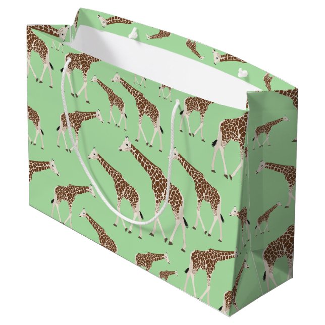 Giraffe Jungle Safari Tier Große Geschenktüte (Rückseite Schrägansicht)