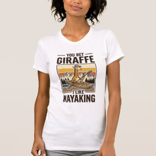 Giraffe-Kajakfahren Vintage Lustiges T-Shirt Desig
