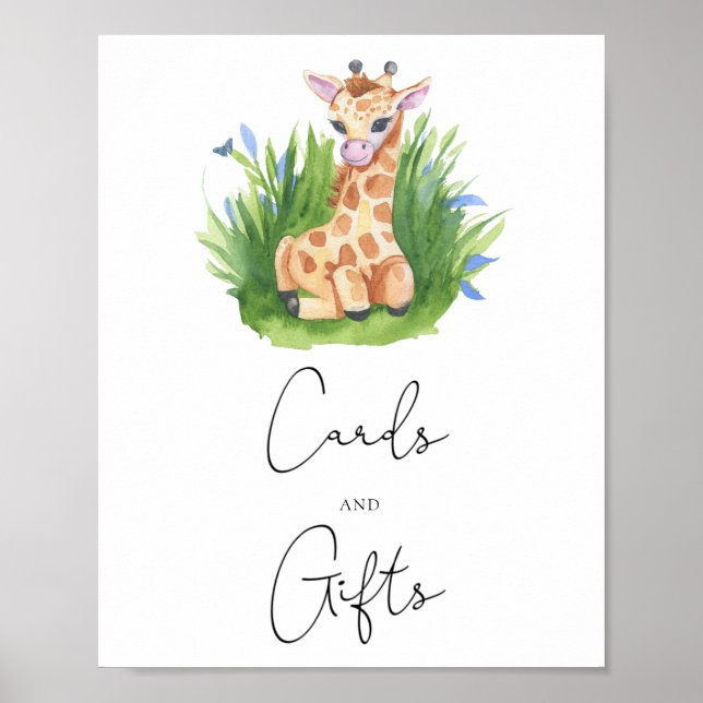 Giraffe - Karten und Geschenke Babydusche Poster (Vorne)
