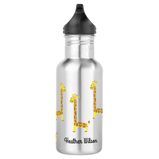 Giraffe Kid Wasser Flasche mit Namen Edelstahlflasche (Rechts)