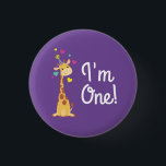 Giraffe Kids Birthday Party Cute I'm One Pin Button<br><div class="desc">This adorable giraffe is here for your child's birthday! It says I'm One! Works great for a cute kids first birthday party, a zoo party, or just a kid that loves giraffes at any age! You can change the text to say any age! The adorable baby animal is wearing a...</div>