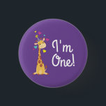 Giraffe Kids Birthday Party Cute I'm One Pin Button<br><div class="desc">This adorable giraffe is here for your child's birthday! It says I'm One! Works great for a cute kids first birthday party, a zoo party, or just a kid that loves giraffes at any age! You can change the text to say any age! The adorable baby animal is wearing a...</div>