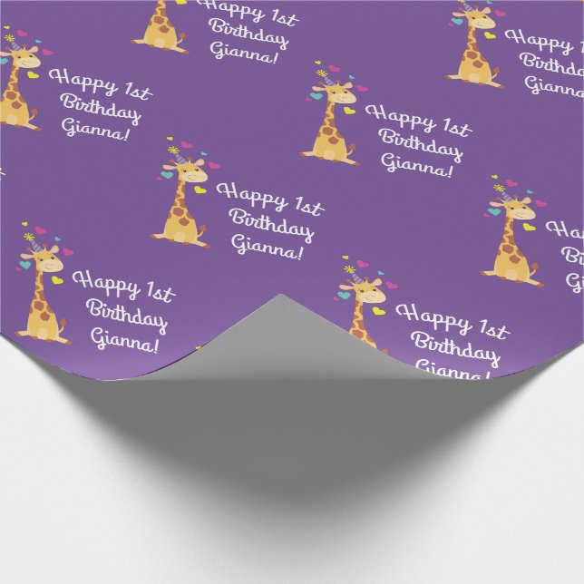 Giraffe Kindergeburtstag Party Niedlich Geschenkpapier (Ecke)