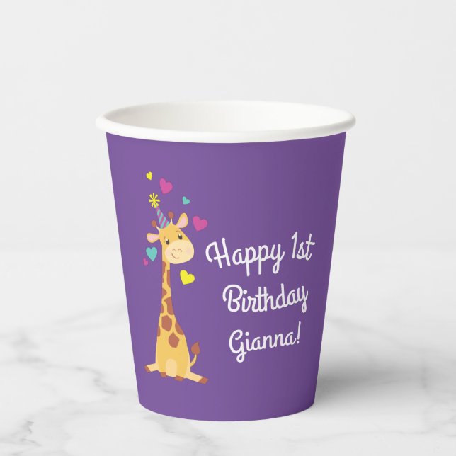 Giraffe Kindergeburtstag Party Niedlich  Pappbecher (Vorderseite)