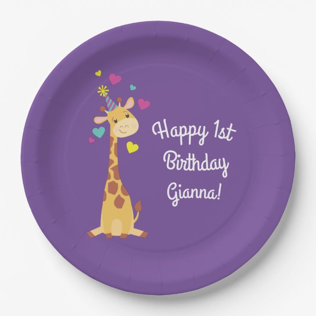 Giraffe Kindergeburtstag Party Niedlich Pappteller (Vorderseite)