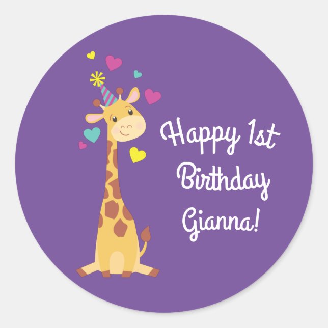 Giraffe Kindergeburtstag Party Niedlich Runder Aufkleber (Vorderseite)