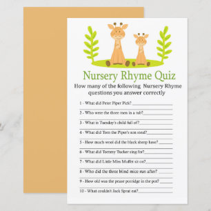 Giraffe Kinderzimmer Rhyme Quiz Babydusche