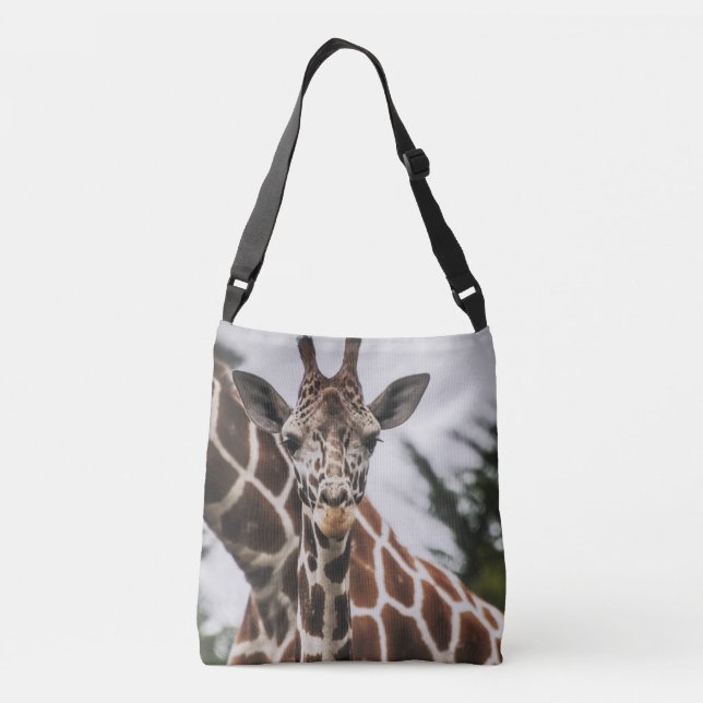 Giraffe, Kopf Giraffe, Pelzabdruck Afrikanisches T Tragetaschen Mit Langen Trägern (Rückseite)