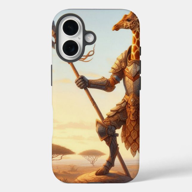 Giraffe-Krieger iPhone 16 Hülle (Rückseite)