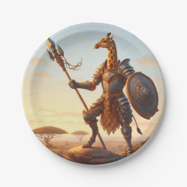 Giraffe-Krieger Pappteller (Vorderseite)
