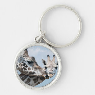 Giraffe küsst ihr Kalb Schlüsselanhänger
