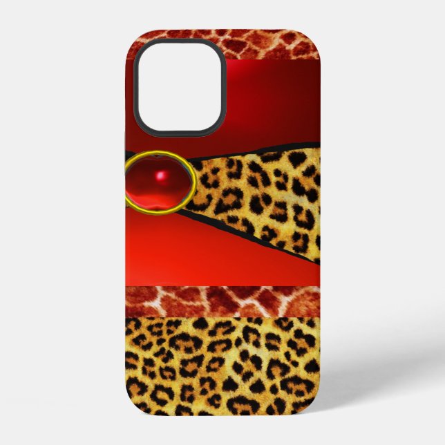 GIRAFFE LEOPARD HAUT ROTE RUBY GEMSTONE iPhone HÜLLE (Rückseite)