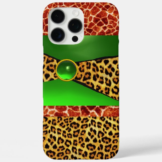 GIRAFFE LEOPARD SKIN GREEN EMERALD GEM iPhone 16 PRO MAX HÜLLE (Rückseite)