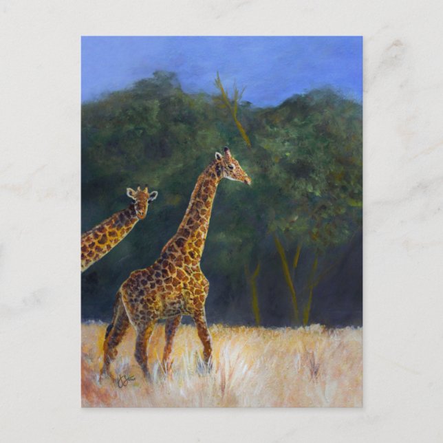 Giraffe-Liebe Einladungspostkarte (Vorderseite)
