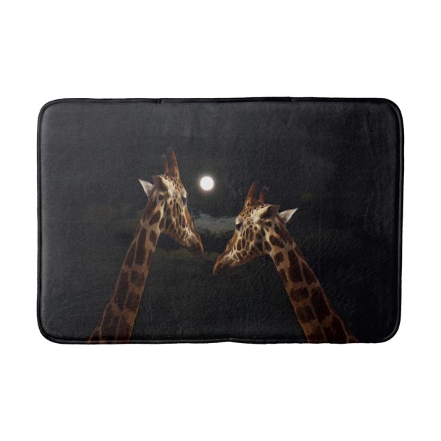 Giraffe Liebe im Mondschein, Badematte (Vorderseite)