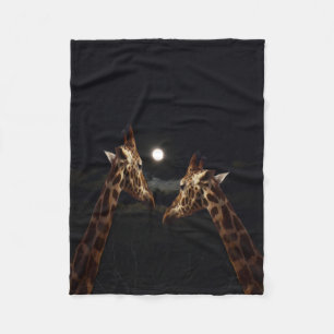 Giraffe Liebe im Mondschein, klein Fleecedecke