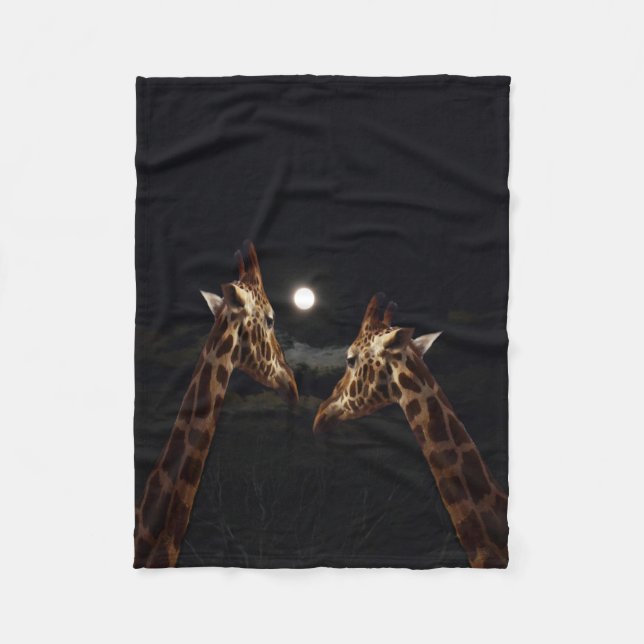 Giraffe Liebe im Mondschein, klein Fleecedecke (Vorderseite)