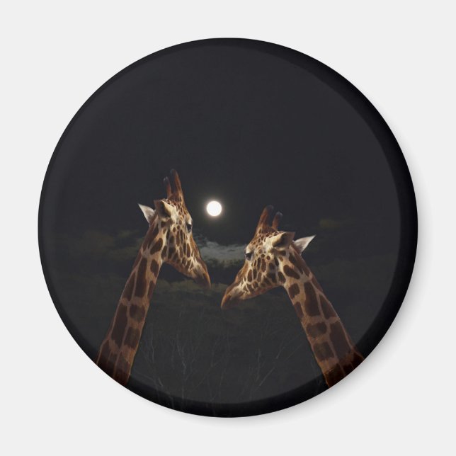 Giraffe Liebe im Mondschein, Magnet (Vorne)