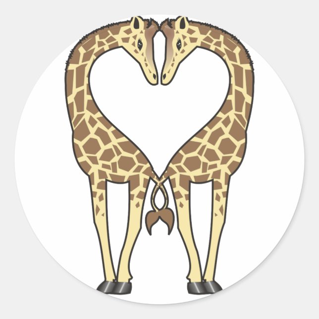 Giraffe-Liebe Runder Aufkleber (Vorderseite)
