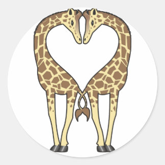 Giraffe-Liebe Runder Aufkleber