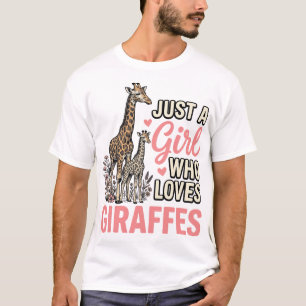 Giraffe Liebhaber Mädchen Vintage Sticherei Shirt