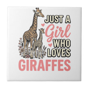 Giraffe Liebhaber Mädchen Vintage Sticherei Shirt Fliese