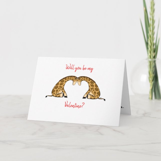 Giraffe Love Heart Carte Saint Valentin (Devant)