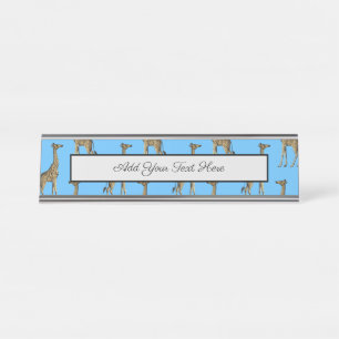 Giraffe Lover Blue Wild Animals Zoo African Safari Schreibtischnamensplakette