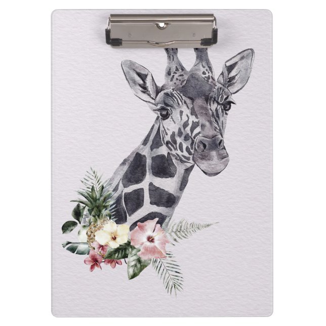 Giraffe Lover Giraffe Tier mit Blume Klemmbrett (Vorderseite)