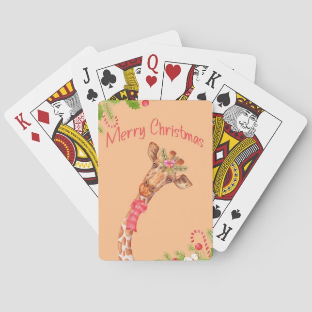 Giraffe Lover Giraffes Africa Frohe Weihnachten Spielkarten (Rückseite)