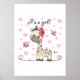 Giraffe Lover It Is A Girl Giraffe Poster