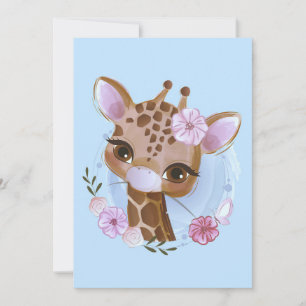 Giraffe Lover Niedliches Baby Giraffe mit Blume Einladung
