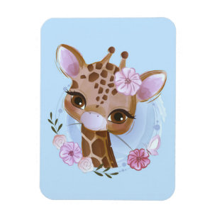 Giraffe Lover Niedliches Baby Giraffe mit Blume Magnet