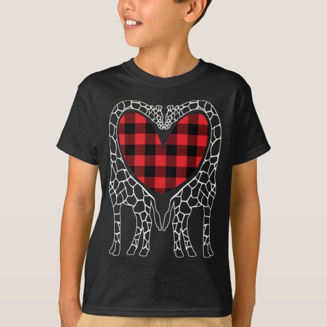 Giraffe Lovers Christmas Buffalo Kariert Pajama An T-Shirt (Vorderseite)