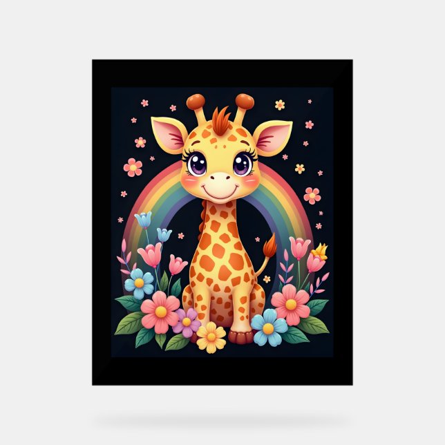 Giraffe Lovers T - Shirt Acrylschild (Vorderseite)