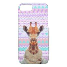Giraffe lustig mit aztekischem Pastellstammes- iPhone 8/7 Hülle