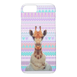 Giraffe lustig mit aztekischem Pastellstammes- iPhone 8/7 Hülle
