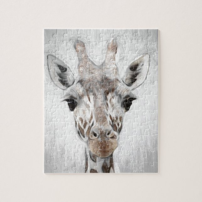 Giraffe Majestic Portrée Dans Puzzle Noir & Blanc (Vertical)
