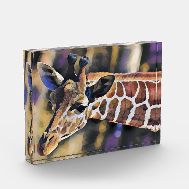 Giraffe Malerei Vintag Fotoblock (Links)