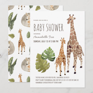 Giraffe Mama Baby Safari Gender-Neutral Baby Dusch Einladung