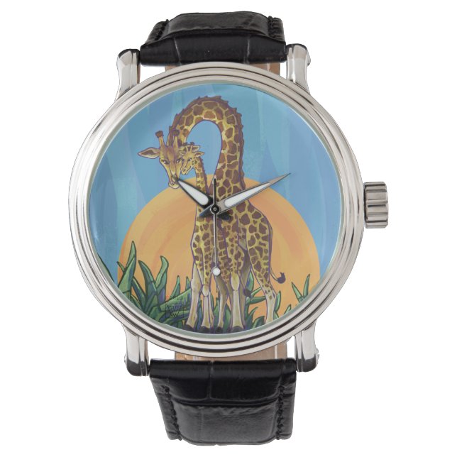 Giraffe Mama und Baby Armbanduhr (Vorderseite)