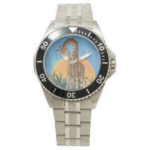 Giraffe Mama und Baby Armbanduhr