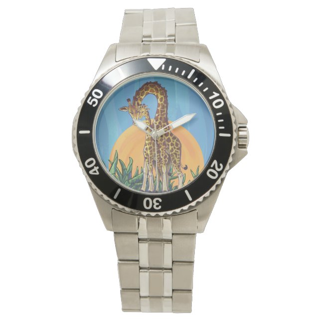 Giraffe Mama und Baby Armbanduhr (Vorderseite)