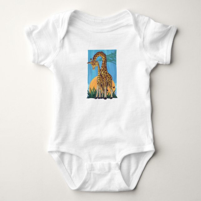 Giraffe Mama und Baby Baby Strampler (Vorderseite)