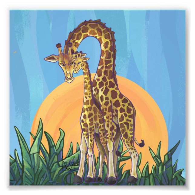 Giraffe Mama und Baby Fotodruck (Vorne)