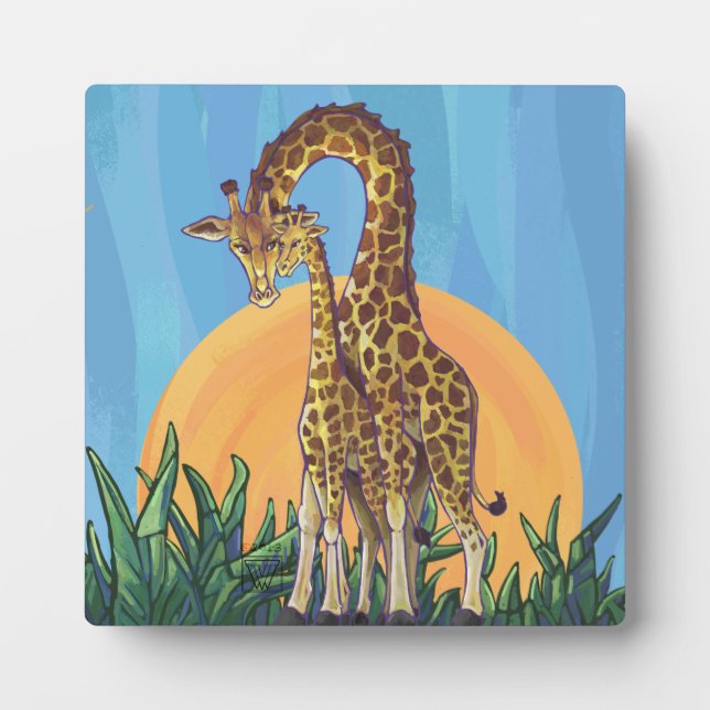 Giraffe Mama und Baby Fotoplatte (Vorderseite)